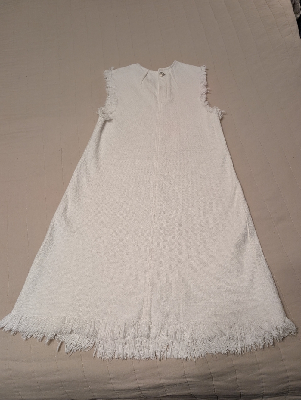 Alexander Wang White Sleeveless Mini Dress with Fringed Trim - Picture 3 of 11